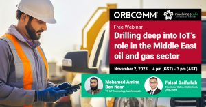 Banner for middle east oil and gas webinar from ORBCOMM.
